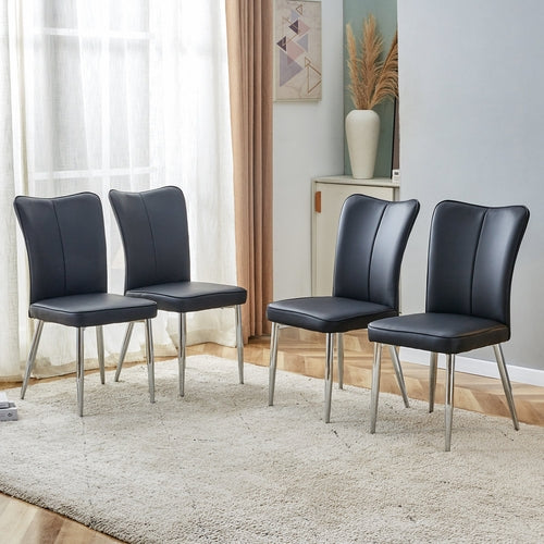 Modern Minimalist Dining Chairs with PU Leather Curved Backrest and