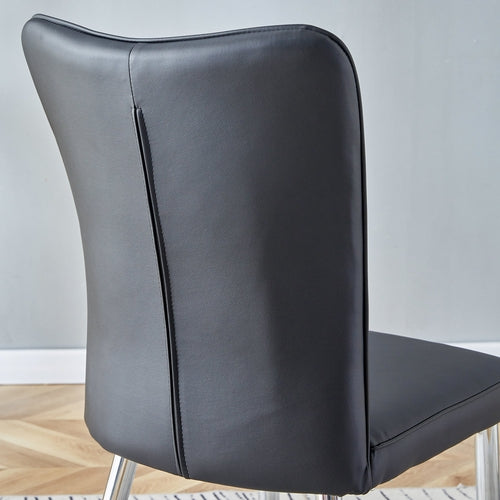 Modern Minimalist Dining Chairs with PU Leather Curved Backrest and