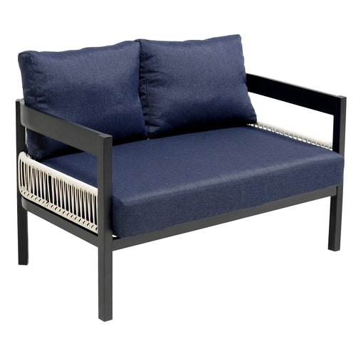 Multi-person Outdoor Iron Sofa Set with A table, Rattan Decoration,