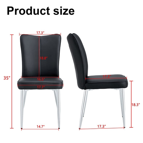 Modern Minimalist Dining Chairs with PU Leather Curved Backrest and