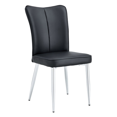 Modern Minimalist Dining Chairs with PU Leather Curved Backrest and