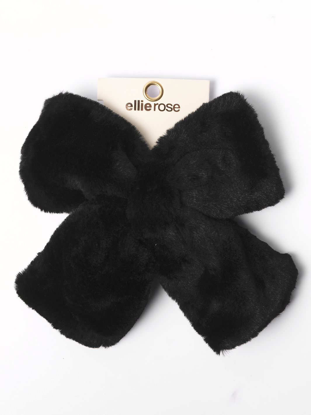 Faux Fur Bow- Black