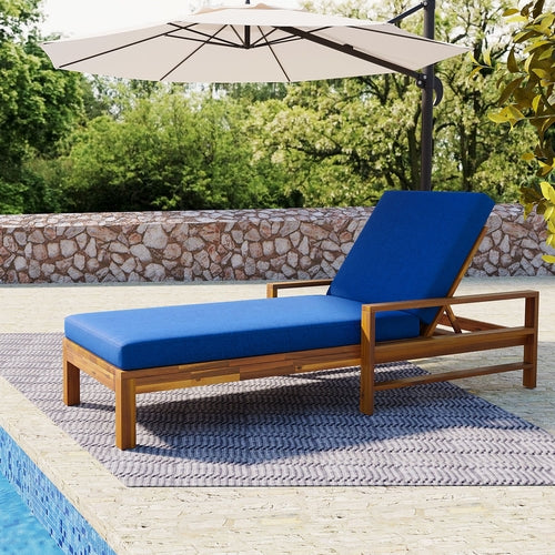 Acacia Wood Adjustable Backrest Outdoor Lounge Chair, Suitable for