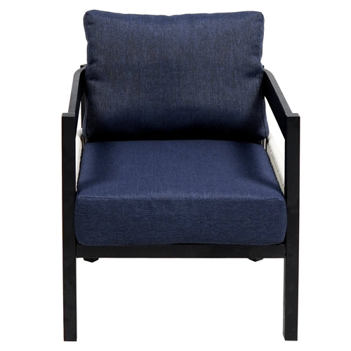 Multi-person Outdoor Iron Sofa Set with A table, Rattan Decoration,