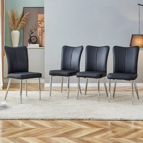 Modern Minimalist Dining Chairs with PU Leather Curved Backrest and