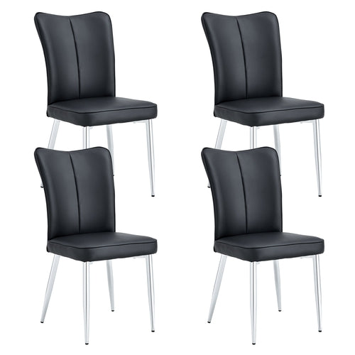 Modern Minimalist Dining Chairs with PU Leather Curved Backrest and